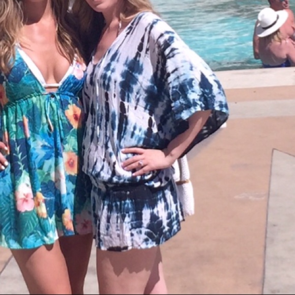 tiare hawaii blue tie dye cover up